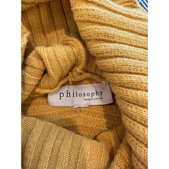 Philosophy Mustard Yellow Ribbed Knit Turtleneck Sweater Womens L - Picture 7 of 8